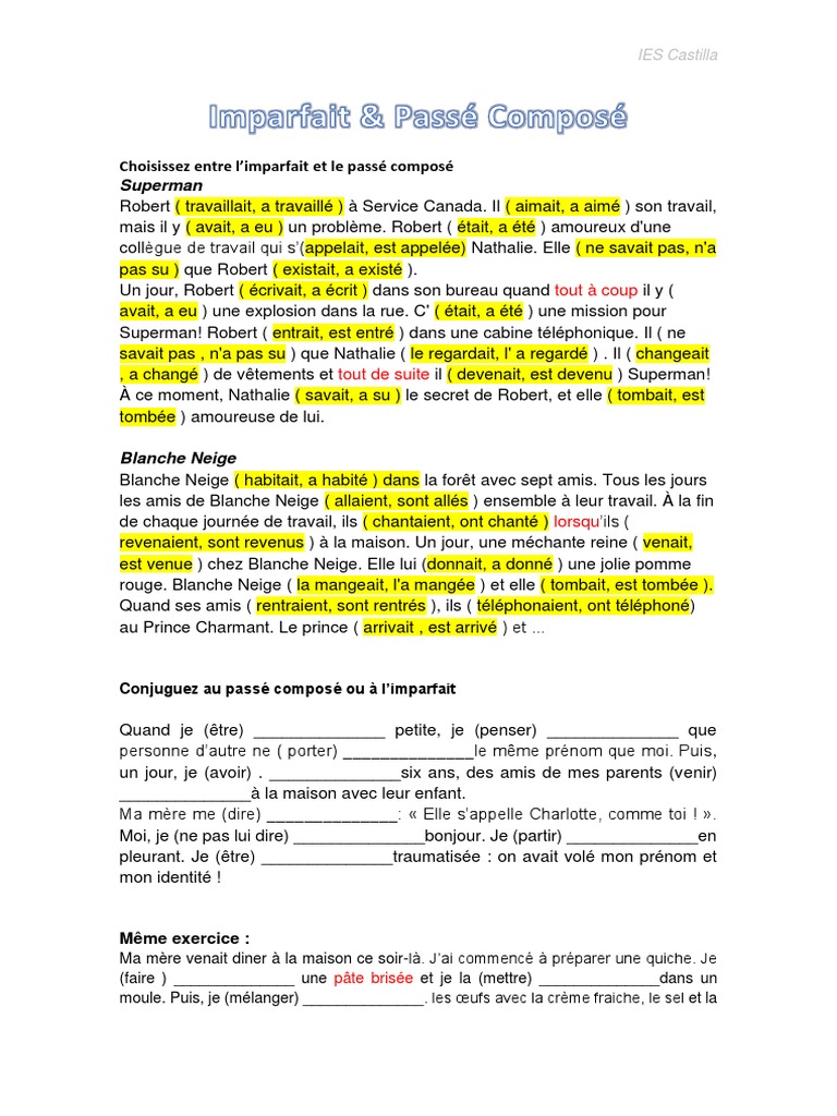 Imparfait Passécompose | PDF