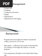 Memory Management: Background Swapping Contiguous Allocation Paging Segmentation Segmentation With Paging