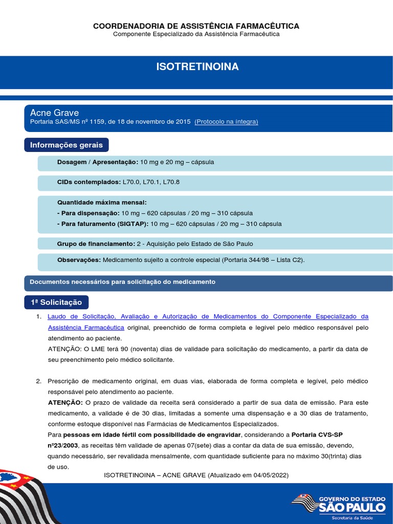 Isotretinoína: Diretrizes e Documentação | PDF | Receita médica ...