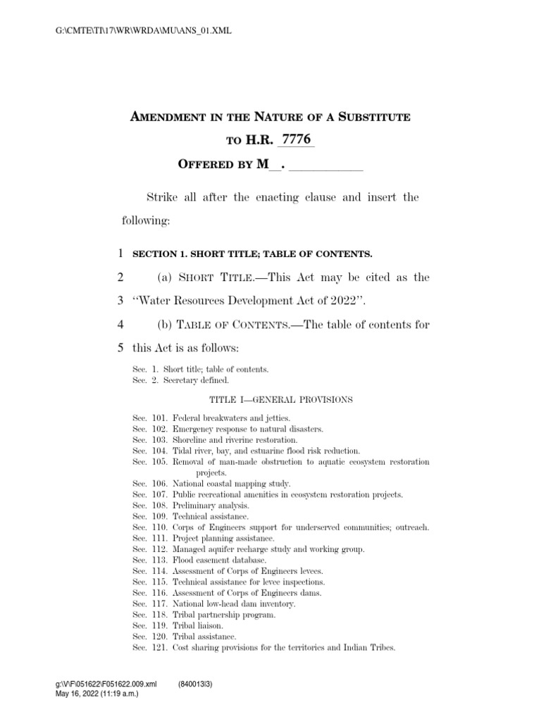 Water Resources Development Act of 2022 PDF Mississippi River