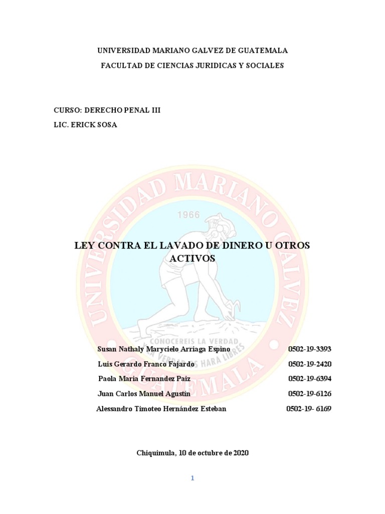 Pena por Lavado de Dinero en Guatemala | PDF | Castigos | Lavado de dinero