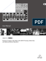 User Manual: Premium 10-Input 2-Bus Mixer With Xenyx Preamps, British Eqs and Optional Battery Operation