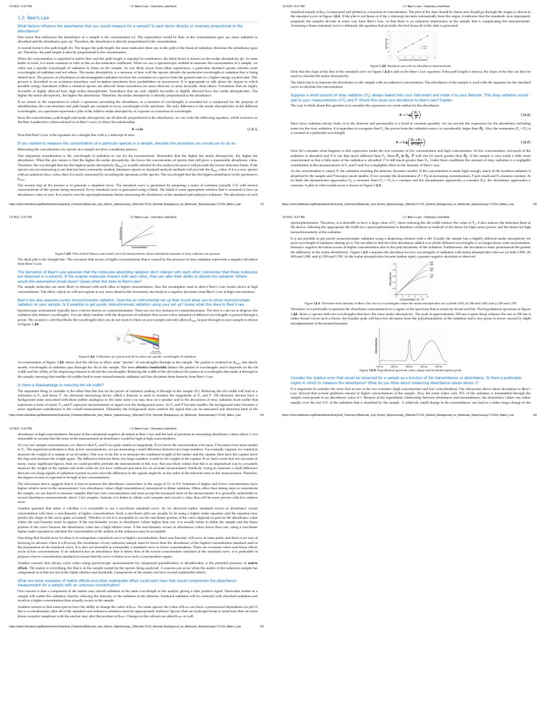 Beer's Law PDF Absorbance Radiation