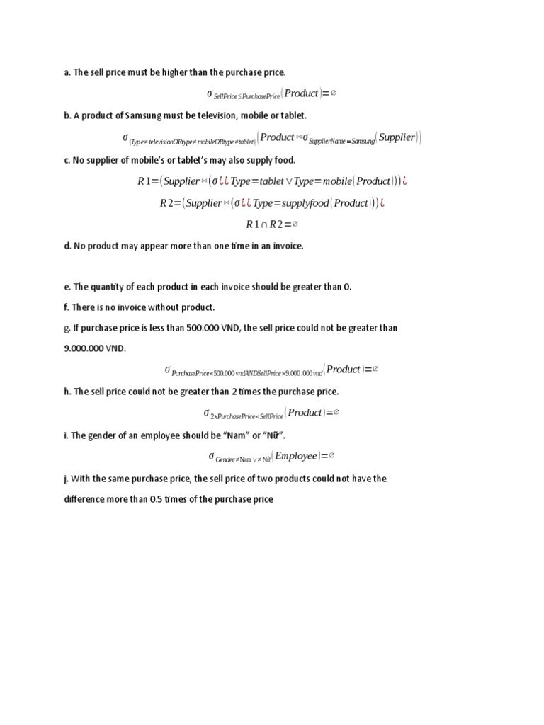 Σ Product: Sellprice≤ Purchaseprice | PDF