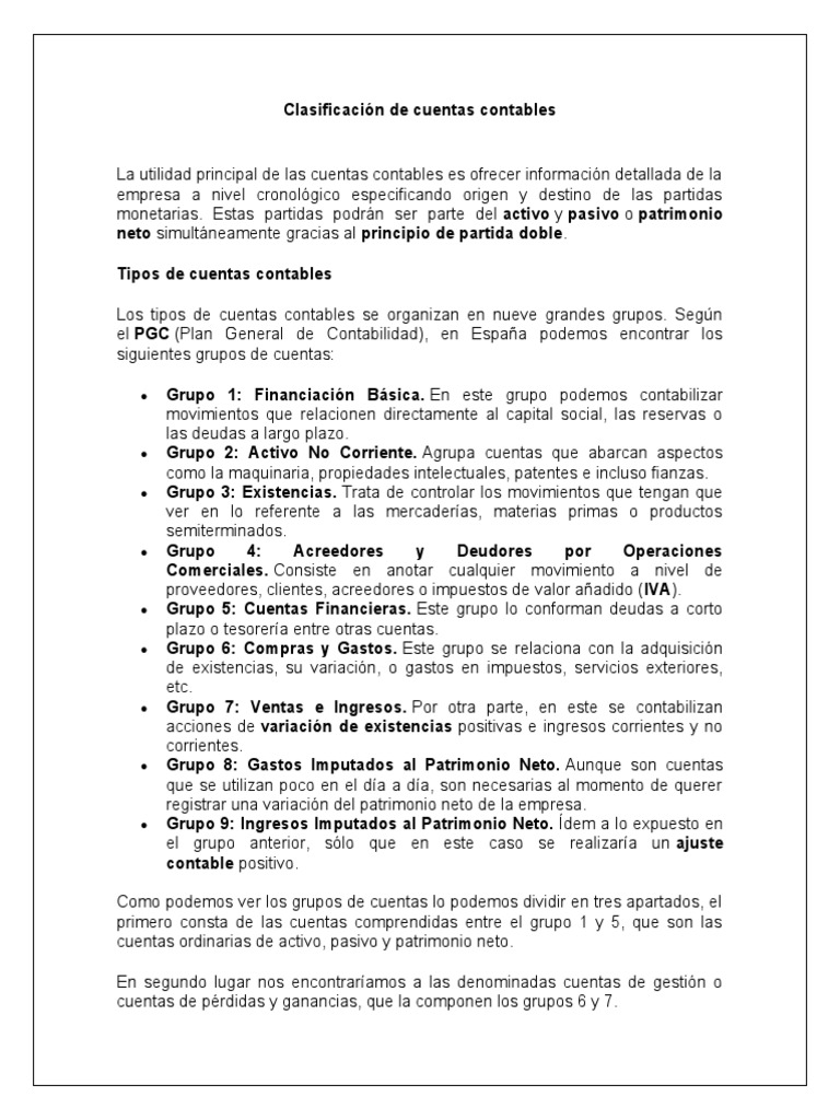 Clasificación de Cuentas Contables | PDF | Contabilidad | Business