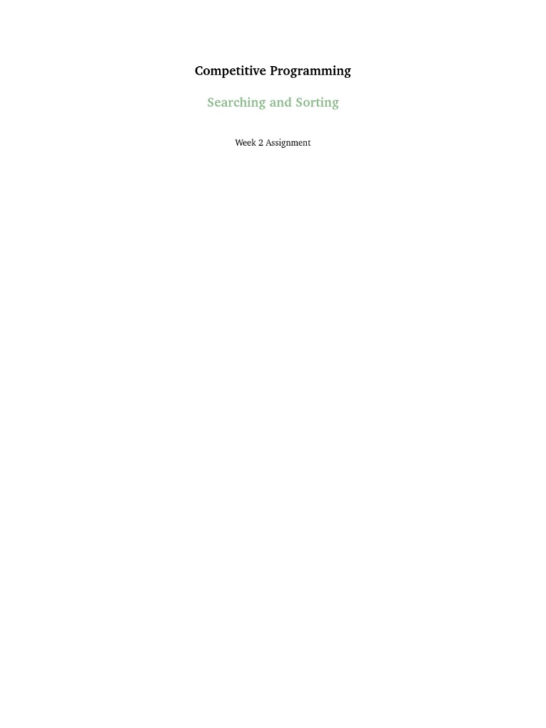 Competitive Programming: Searching and Sorting | PDF | Time Complexity ...