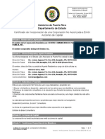Certificado de Incorporación y Enmienda A Propósitos - Centro Comunitario de Servicios A La Familia