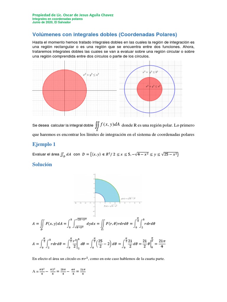 Integrales Itereadas (Coordenadas Polares) | PDF | Integral ...