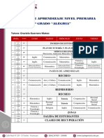 Horario de Aprendizaje Nivel Primaria 1° Grado "Alegria": Tutora: Graciela Guerrero Mateo