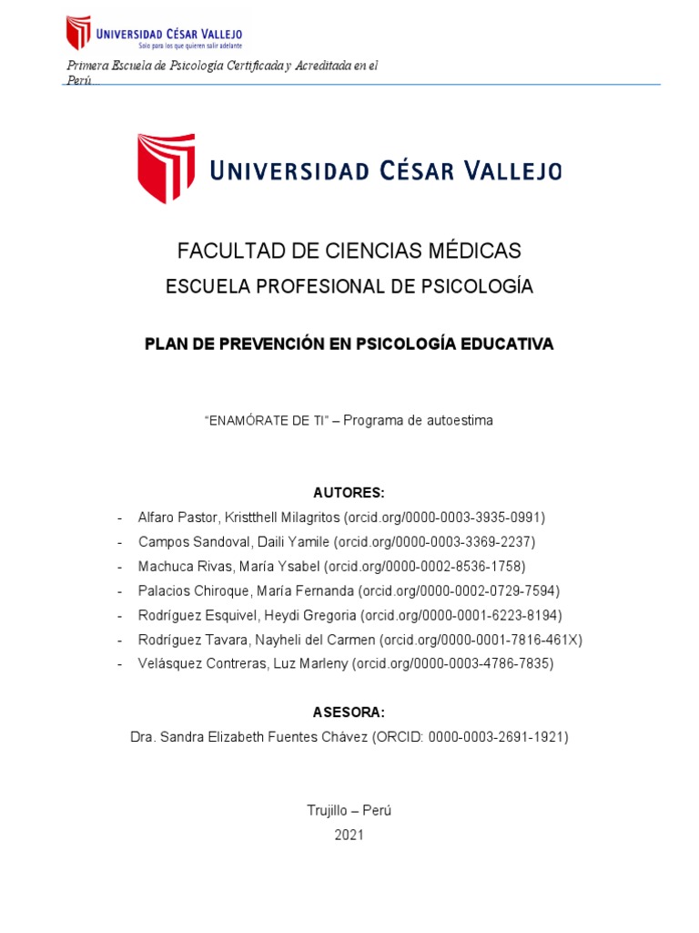 Modelo Plan de Intervención (Autoestima) Oficial | PDF | Adultos ...