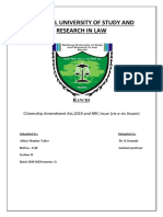 National University of Study and Research in Law: Citizenship Amendment Act, 2019 and NRC Issue (Vis-A-Vis Assam)