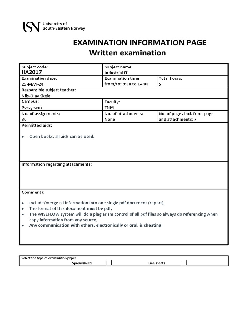 Industrial IT Exam Guidelines and Tasks | PDF | Osi Model | Computer ...