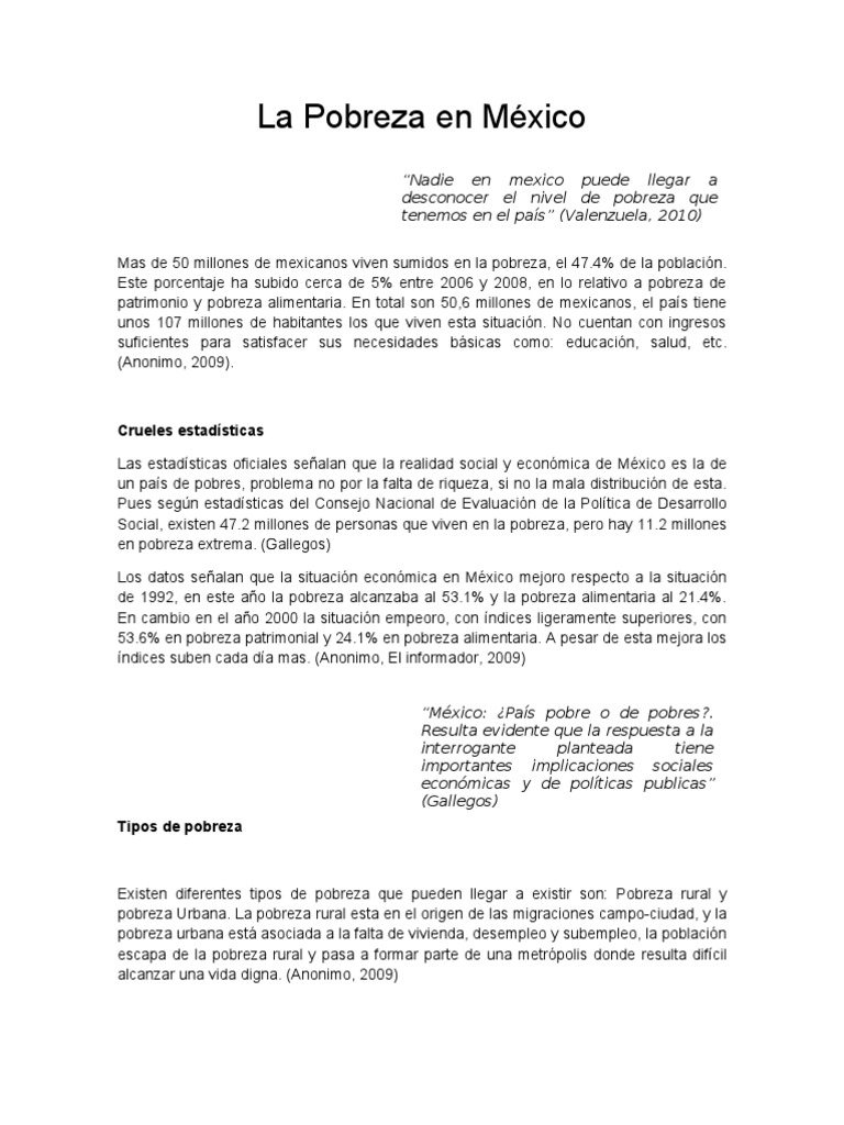 Pobreza y Desigualdad en México | PDF | Pobreza | Pobreza e indigencia