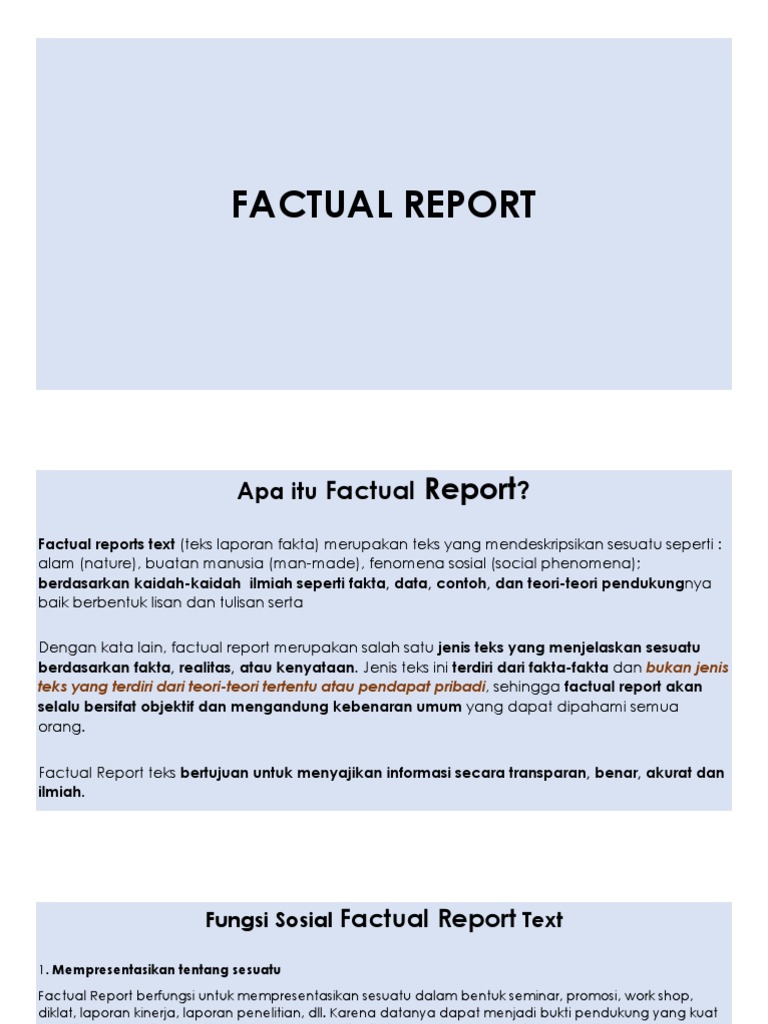 Pengertian dan Struktur Factual Report | PDF