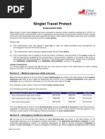 Singtel Travel Protect: Endorsement Note