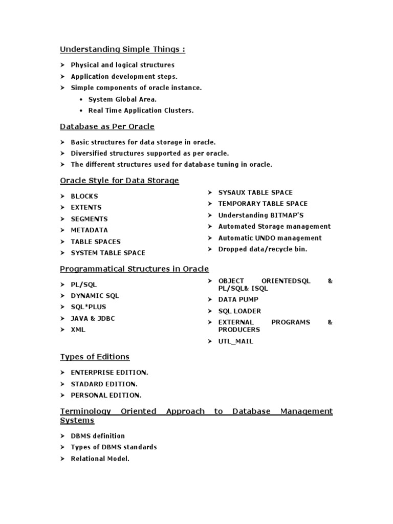 Oracle Syllabus | PDF | Pl/Sql | Relational Database