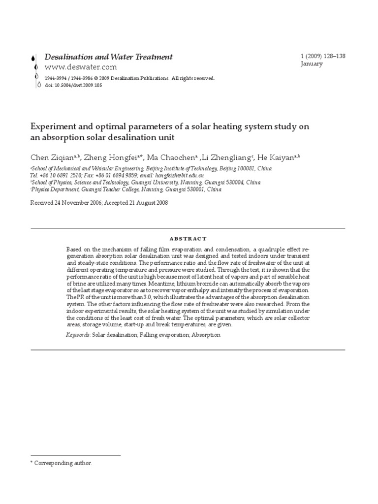 ABSTRACT Experiment and Optimal Parameters of A Solar Heating System ...