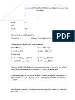 Probă de Evaluare Matematica 5 Unitati de Masură Masă, Timp Monetare.