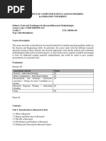 Research Methodologies Course Syllabus