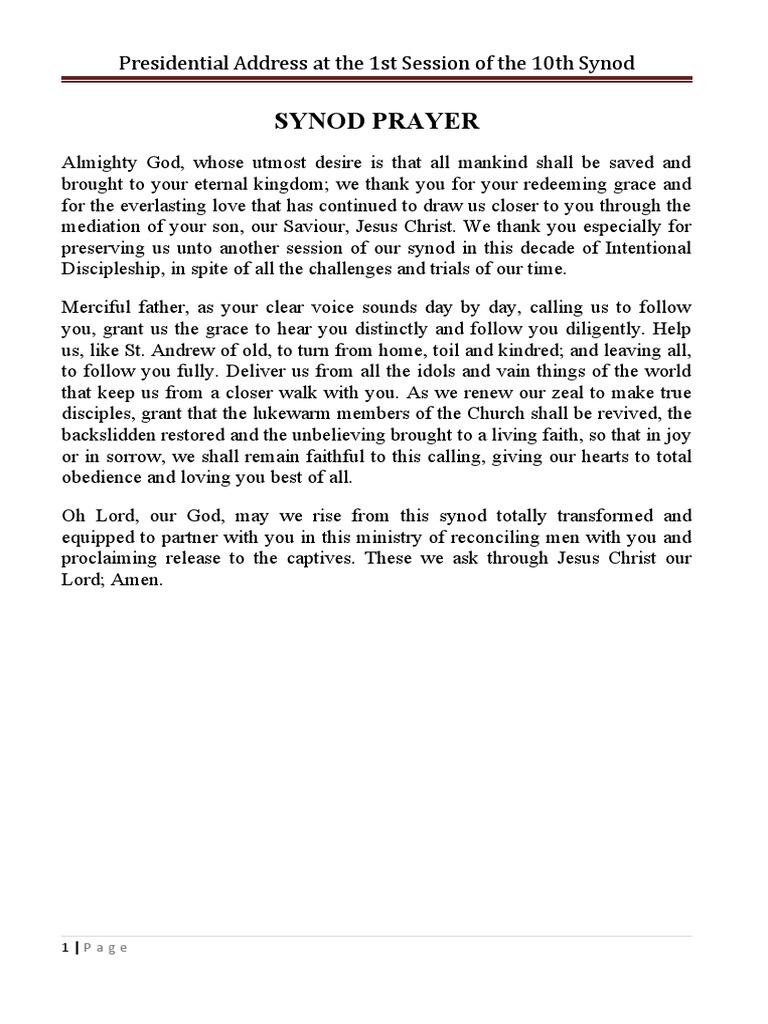 2021 Synod Address FORMATED | PDF | Diocese | Bishop