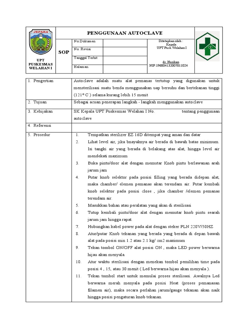 SOP Autoclave PDF