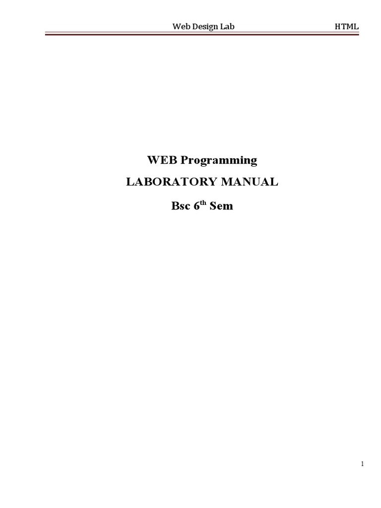 WEB Programming Laboratory Manual BSC 6 Sem: Web Design Lab HTML | PDF ...