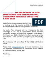 Pos Malaysia Increases Fuel Surcharge for International Outbound Service...