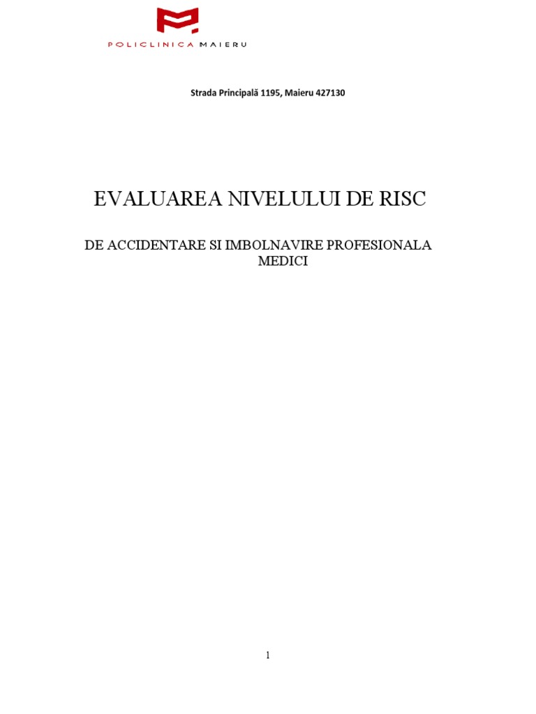 Evaluare Riscuri Medic | PDF