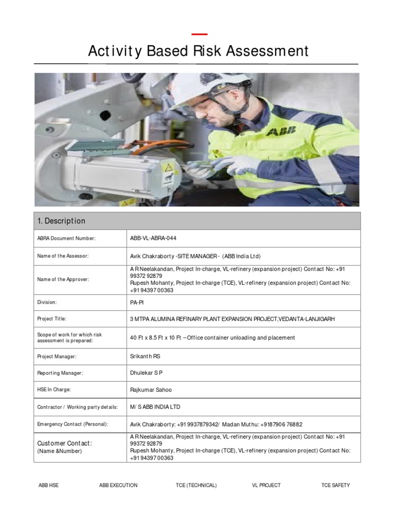 ABB Container Unloading Risk Assessment | PDF | Risk | Safety