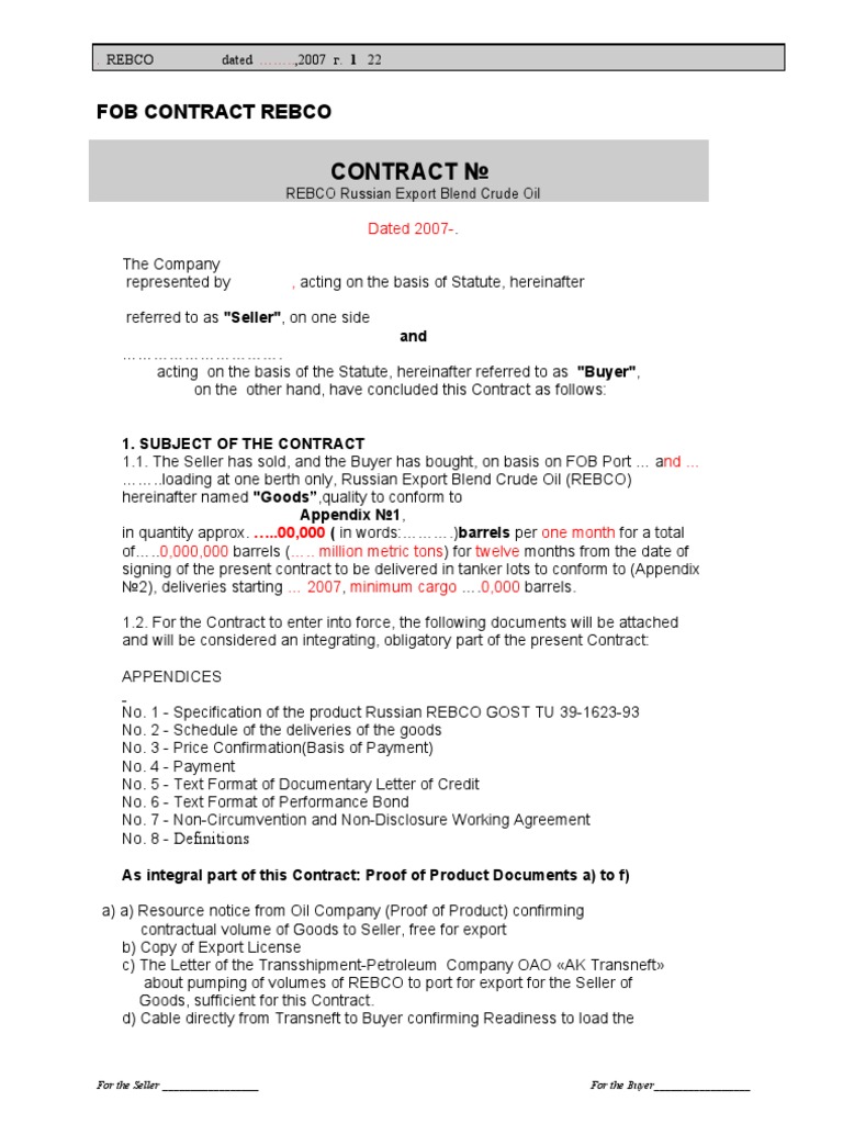 SFL Rebc0 Fob 010907 | PDF | Bill Of Lading | Letter Of Credit