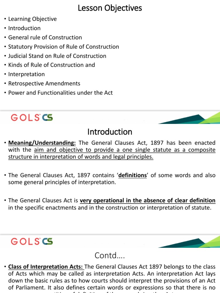 General Clauses Act, 1897 PDF Statutory Interpretation Justice