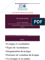 Séance 2 Précisions Terminologiques (Lexicologie)