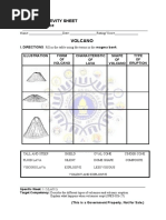 Volcano: Learning Activity Sheet Grade 9-Science