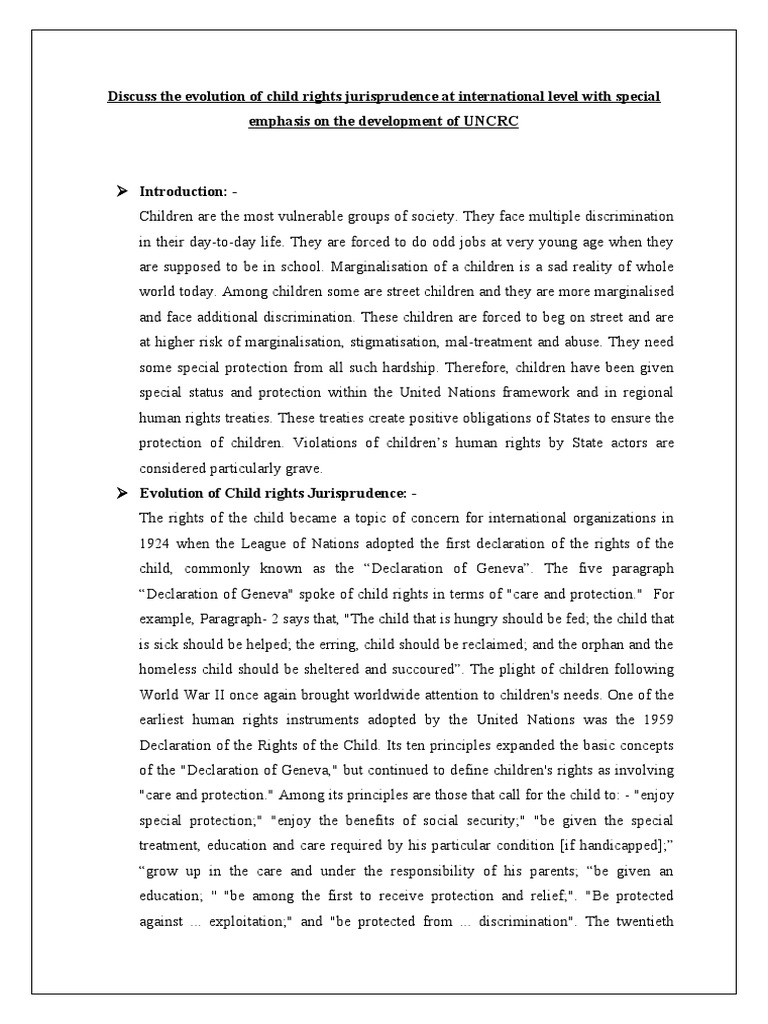 UNCRC: Evolution of Child Rights | PDF | Convention On The Rights Of ...