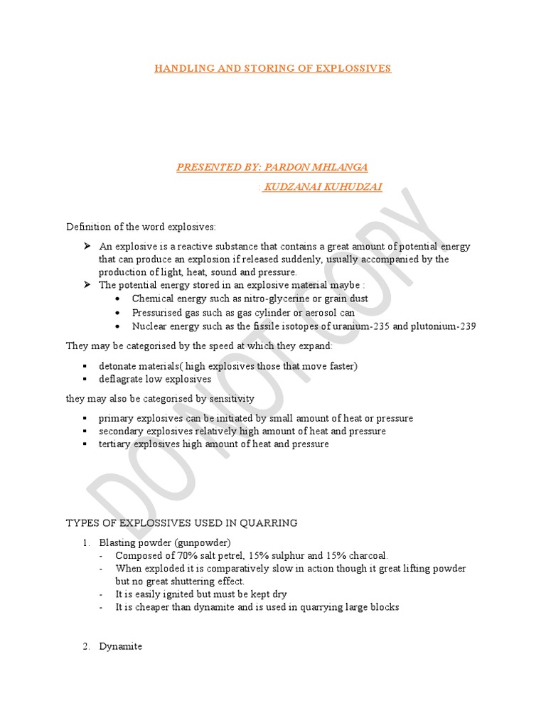 Guidelines for Handling Explosives | PDF | Explosion | Chemistry