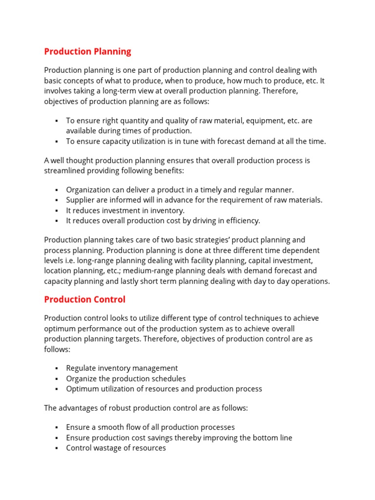 Production Planning & Control | PDF
