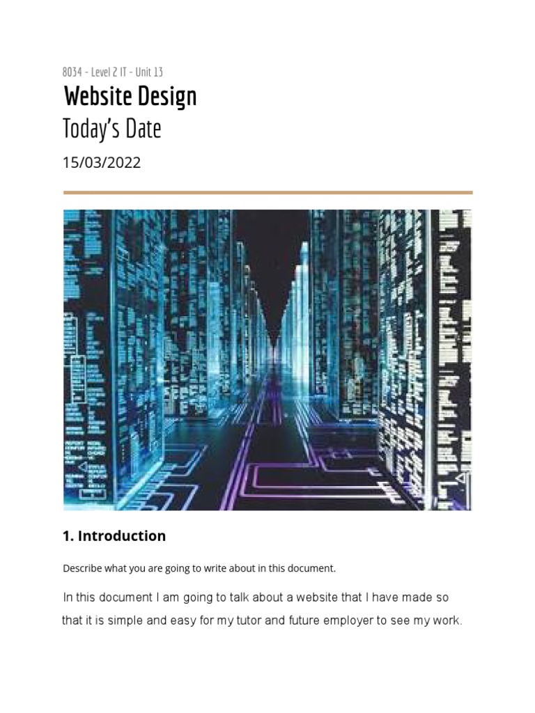 8034 - Unit 13 Website Development - Assignment 2 | PDF | Websites ...
