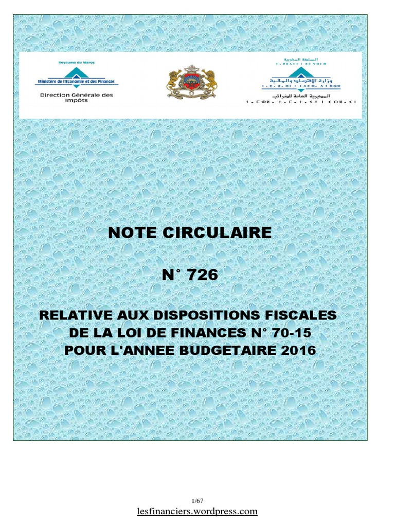 Note Circulaire 726 | PDF | Taxe sur la valeur ajoutée | Impôts