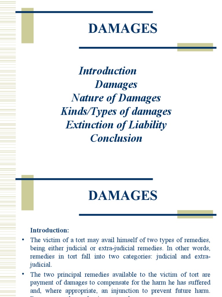 Damages I Law Of Tort Ii Pdf Damages Tort