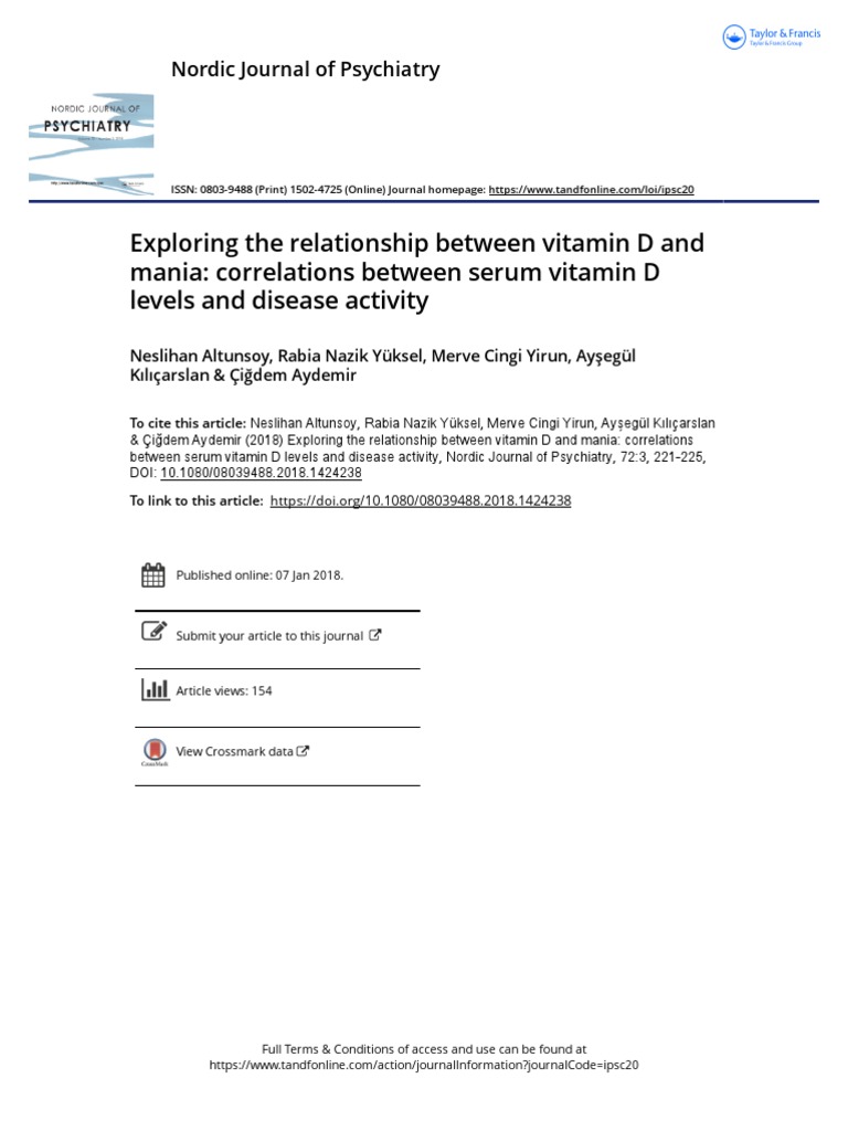 Exploring the Relationship Between Vitamin D Deficiency and Manic