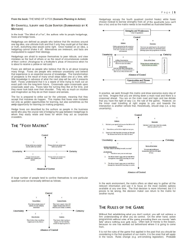 2c. Scenario Planning Process - Mind of A Fox | PDF | Scenario Planning ...