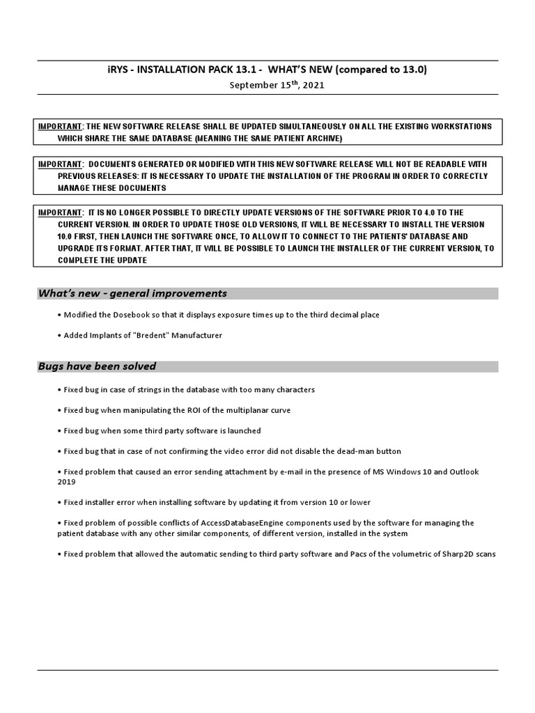 iRYS 13.1 Installation and Updates Guide | PDF