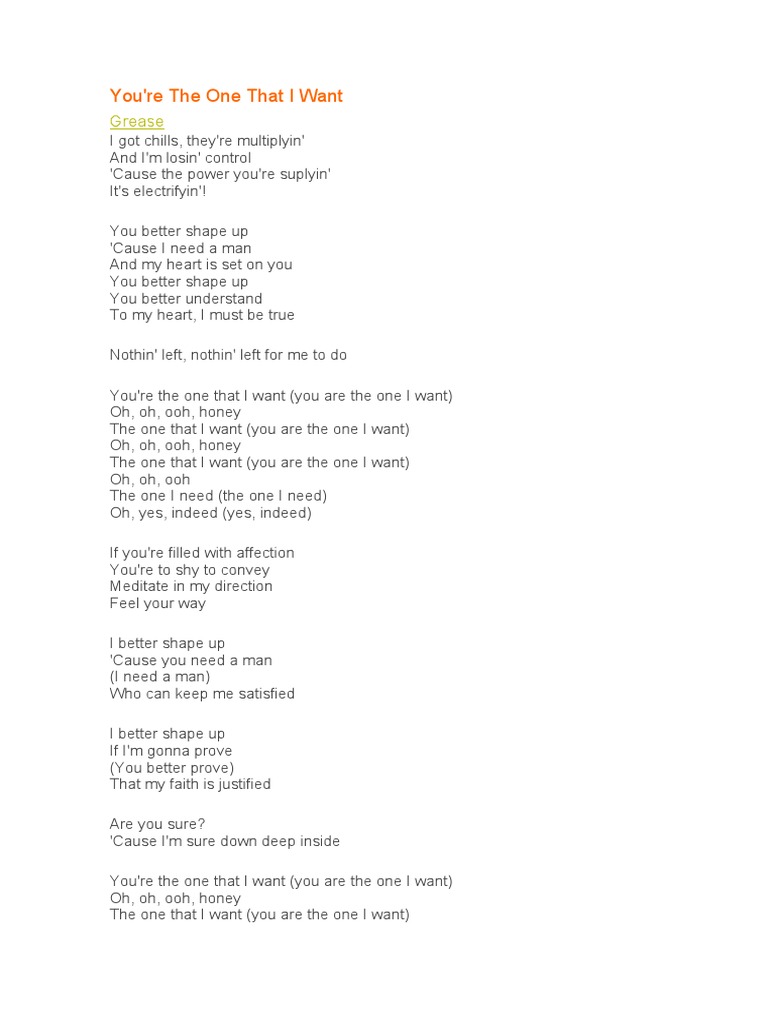 You're The One That I Want: Grease | PDF