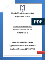 School of Physical Sciences, JNU Paper Code: PS-415: End Semester Examination