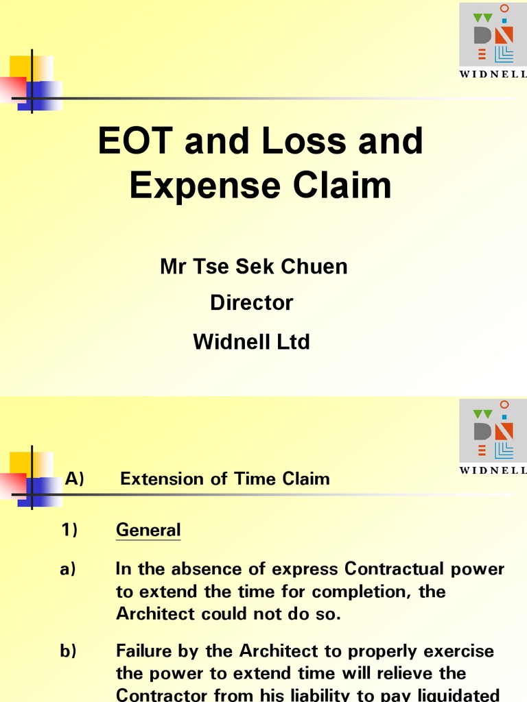 EOT Claims and Loss Assessment in Construction | PDF | Expense ...