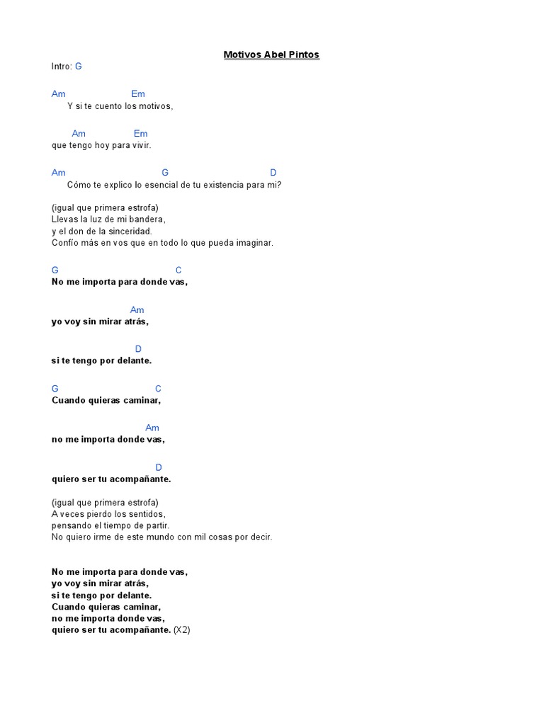 Letra y Acordes MOTIVOS PDF