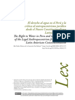 El Derecho Al Agua en El Perú y La Crítica Al Antropocentrismo Jurídico Desde El Nuevo Constitucionalismo Latinoamericano