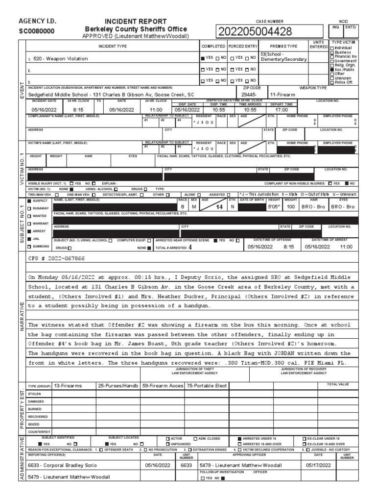 Sedgefield Middle School Firearm Incident | PDF | Crime & Violence ...
