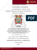 Propuesta de Diseño Del Sistema de Saneamiento Básico de Agua Potable y Letrinas en La Comunidad de Angara Alto Distrito de Pucara-Lampa-Puno-2014