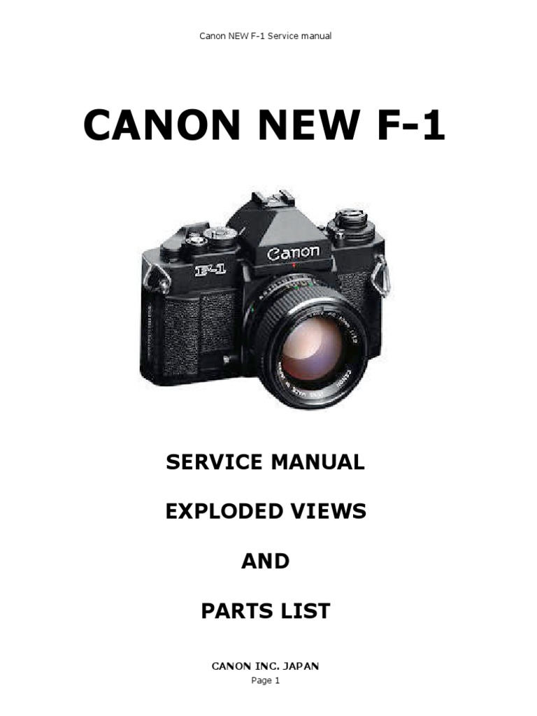 Canon New F-1: Service Manual Exploded Views AND Parts List | PDF